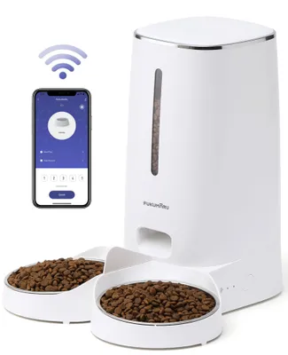 Productafbeelding van Automatische Voederautomaat voor Katten, 4L met 2 Roestvrijstalen Bakken, 10 Maaltijden per Dag