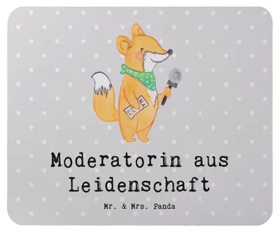 Produktbild von Mr. & Mrs. Panda Mouse Pad Moderatorin Leidenschaft - Grau Pastell - Geschenk, pc mousepad, laptop mauspad