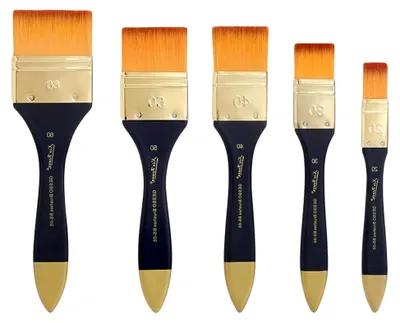 Produktbild von 5 Stück Flachpinselset, 20/30/40/50/60mm Aquarell Acryl Flachpinsel für Acrylmalerei Ölmalerei Graffiti Wandmalerei und Gouachemalerei