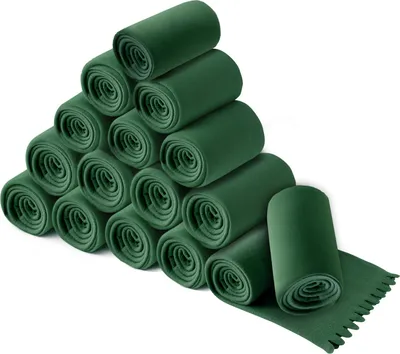 Produktbild von wometo 16er Set WAVE Fleecedecken 120x160 cm – OEKO-TEX ca. 300g weiche Fleece Decke mit Wellenrand Anti-Pilling grün