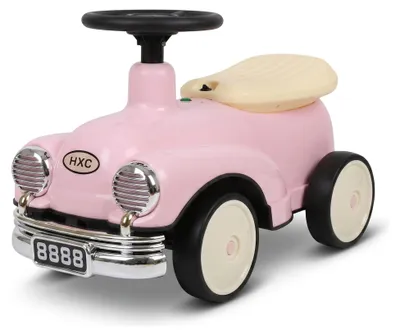 Produktbild von Buxibo Retro Laufauto | Laufwagen für Jungen & Mädchen | 1-3 Jahre | Sicher | Fördert Motorische Fähigkeiten | Rosa - 58x29x38cm