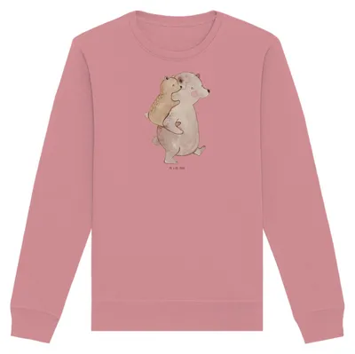 Produktbild von Mr. & Mrs. Panda Baumwoll Sweatshirt Papa Bär Größe L - Canyon Pink - Geschenk, Sweater, Vatertag, Geburtstag, Pulli, Pullover, Muttertag