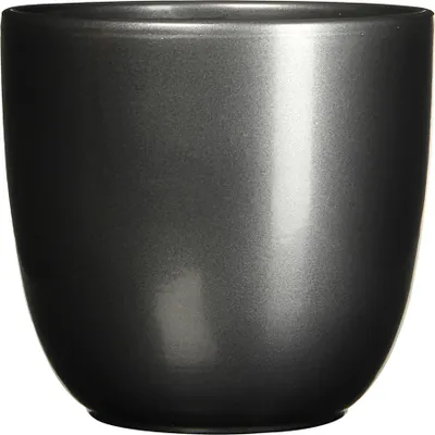 Produktbild von Blumenübertopf "Tusca" aus Keramik H 20 cm – Ø 22,5 cm Anthrazit - Übertopf Keramik Blumentopf Pflanztopf