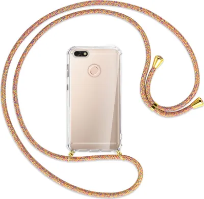Produktbild von Handykette Backcover-Schutzhülle mit Band (Metall goldfarben) für Huawei P9 lite mini, Y6 Pro 2017 - Rainbow