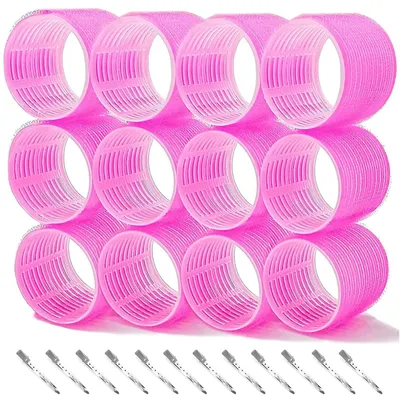 Zdjęcie produktu dla Wałki do włosów 64 mm, zestaw 24 sztuk, z 12 spinkami, do włosów, do fryzury