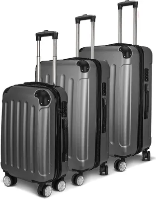 Produktbild von Hartschalenkoffer Reisekoffer-Set Koffer-Set Trolley-Set 3 Stk. Dunkelgrau