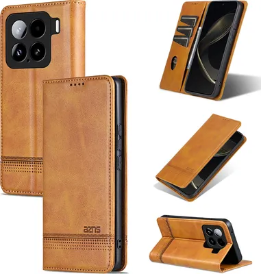 Image de Etui en cuir pour Xiaomi 15, étui portefeuille pliable avec fermeture magnétique et support Jaune