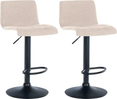 Immagine prodotto di set di 2 sgabelli da bar - stampelle - girevoli a 360° con regolazione in altezza | Colore: crema | Materiale: polvere