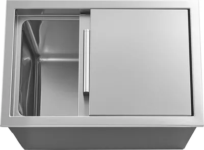 Zdjęcie produktu dla Wbudowany pojemnik na lód SucceBuy (455 x 305 x 400 mm) wykonany ze stali nierdzewnej, 27,1-litrowa lodówka z przesuwaną pokrywą do użytku na zewnątrz, w tym zestaw rur odpływowych, idealny do schłodzonych napojów, takich jak wino i piwo