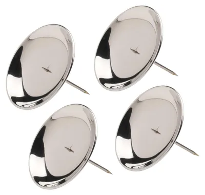 4x Adventskranz-Kerzenplatte Ø8cm, Messing, silber, mit Dorn