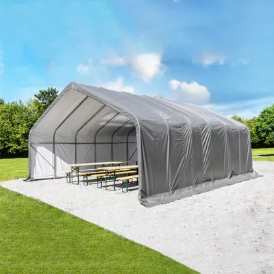 Produktbild von GreenYard  Weidezelt-Überdachung - ca. 670 x 730 x 370 cm Abdeckplane Schutzhülle mit Stahlrahmen