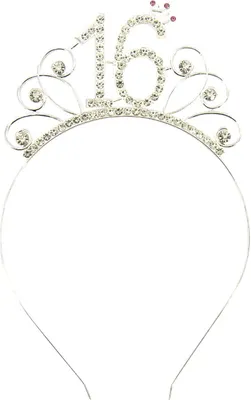 Produktbild von Oblique Unique Haarreifen Zahl 16 mit Diamanten + Krone Haarreif 16. Geburtstag Mädchen Damen Frauen silber Metall