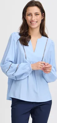 Produktbild von b.young BYILVILYA Damen Bluse Shirt Blusenshirt mit V-Ausschnitt Puffärmel A-Linie