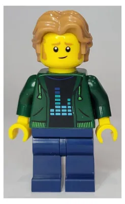 Produktbild von LEGO Minifigur Man - Dark Green Hoodie, Dark Blue Legs, Medium Nougat (twn441)
