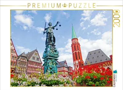 Produktbild von CALVENDO Puzzle Gerechtigkeitsbrunnen auf dem Römerberg, Frankfurt am Main, Deutschland 2000 Teile Puzzle quer | 2000 Teile Lege-Größe 90x67cm Foto-Puzzle für glückliche Stunden