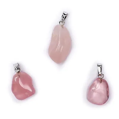 Produktbild von Rosenquarz-Edelstein-Anhängerstift, gebohrt – Packung mit 5 Stück – ± 1–3 cm