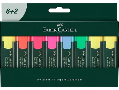 Zdjęcie produktu dla Faber-Castell 254863, 8 szt., Różne kolory, Końcówka ścięta, Wielobarwny, Prostokąt, Atrament na bazie wody