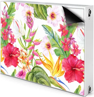 Produktbild von Magnet Radiator Magnet Mat Heizkörper Heizung Verkleidung Abdeckung 110x60 cm  - Exotisch, hibiskus