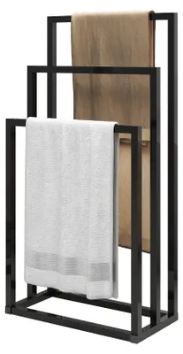 Produktbild von Freistehender Handtuchhalter – 3-stufiger Organizer für Bade- und Handtücher, Badezimmeraccessoires, schwarz