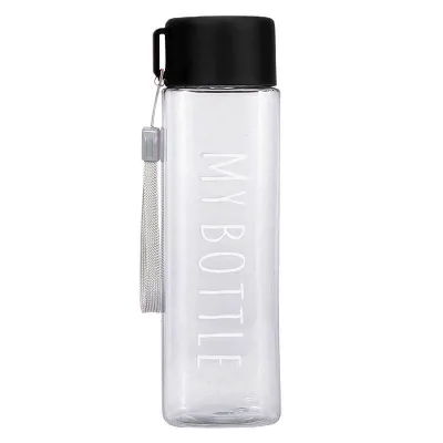 Produktbild von 500 ml Sportflasche große Kapazität Fallfest tragbarer quadratischer Wasserbecher mit Griff zum Camping-Schwarz