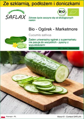 Zdjęcie produktu dla SAFLAX - Zestaw do uprawy - Bio - Ogórek - Marketmore - 20 Nasiona - Z mini szklarnią, podłożem uprawowym i 2 doniczkami - Cucumis sativus
