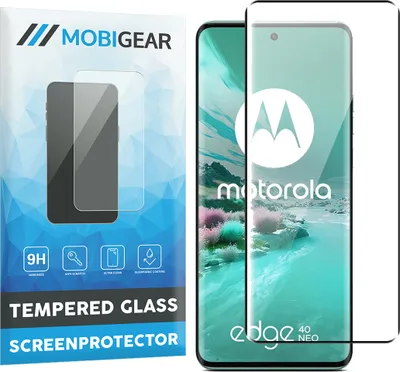 A product shot showing the packaging for a screen protector and the screen protector itself placed on a smartphone.
