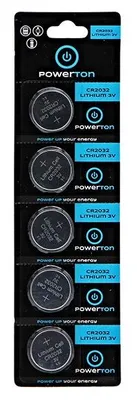 Obrázek produktu pro Baterie lithiová, CR2032, 3V, Powerton, blistr, 5-pack