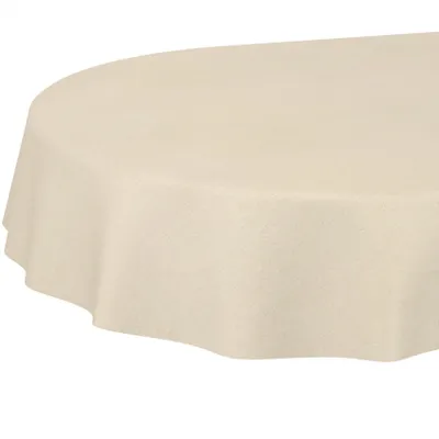 Tischdecke Melliert Creme Oval 260x140cm Schnittkante, Hauptbild