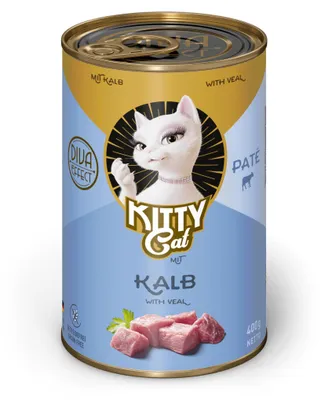 Productafbeelding van KITTY Cat Paté Kalf, 6 x 400 g, natvoer voor katten, graanvrij kattenvoer