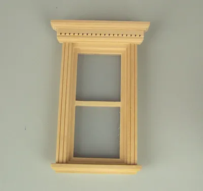 Produktbild von Fenster aus Holz für Krippe oder Puppenhaus. Naturbelassen. 12,7x6,3 cm.