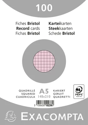 Immagine prodotto di Exacompta Schede A5 a quadretti rosa - 100 pezzi