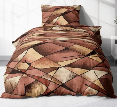 Produktbild von Heubergshop Bettwäsche, 100% Baumwolle Seersucker, Schokobraun, 135x200 cm und 80x80 cm, bügelfrei, 2-teilig, verdeckter Reißverschluss, ganzjährig, Hergestellt in der EU