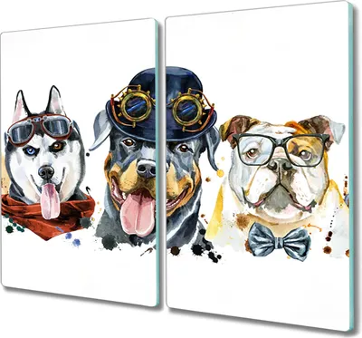 Produktbild von Coloray Herdabdeckplatte 2x30x52 cm Schneidebrett Kochplattenabdeckung Küchenbrett Hackbrett - Hunde