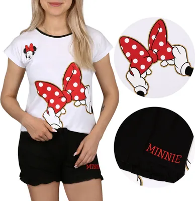 Produktbild von Minnie Mouse Disney kurzarm Sommerpyjama, schwarz-weiß 134 cm