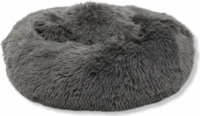 Produktbild von Katzenbett Hundebett flauschig 60 cm Donut Kissen Kuschelbett Katzenkissen Katzen Bett Katzenkörbchen Rund Grau