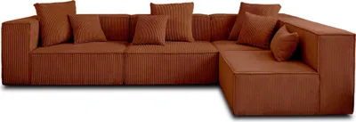 Image de Lisa Design Colombine - canapé modulable d'angle droit - 6 places - en velours côtelé , Terracotta