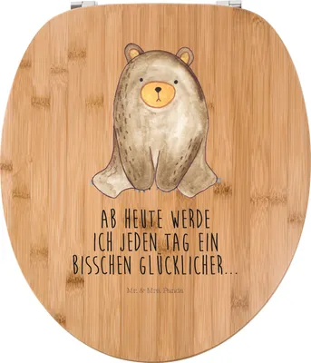 Produktbild von Mr. & Mrs. Panda Klodeckel Bär sitzend - Transparent - Geschenk, Teddy, WC-Sitz, Toilettenbrille, Klo-Deckel, klo deckel, Toilettendeckel