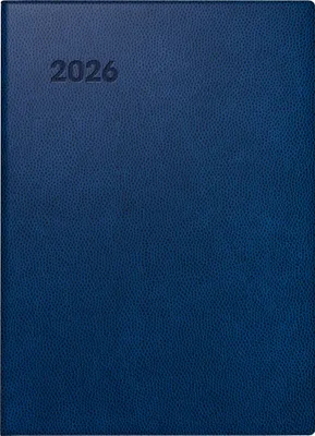A dark blue planner with the year 2026 embossed on the cover.