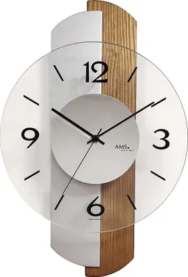Produktbild von AMS W9211 Wanduhr mit eichelackiertem Holzgehäuse