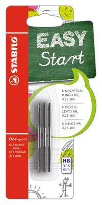 Produktbild von Minen zum Nachfüllen - STABILO EASYergo 3.15 Nachfüllminen - 6er Pack - Härtegrad HB