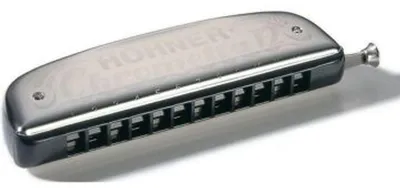 Produktbild von Hohner Chrometta 12 chromatische Mundharmonika in G, 12 Löcher, 48 Messingstimmzungen, Kunststoffkorpus, mit Schieberpaarsteller