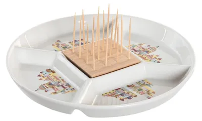 Snack-Set aus Steingut, mehrfarbig, 23,5 x 23,5 x 7 cm