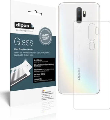 Produktbild von 1x Schutzfolie für Oppo A9 (2020) Rückseite matt - Anti-Shock 9H Folie dipos Glass Kunststoffglas