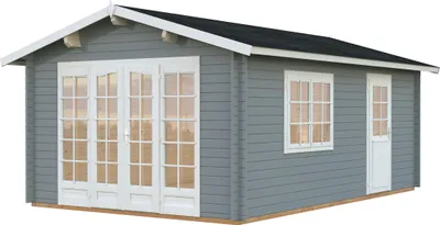 Produktbild von Gartenhaus Palmako Irene 19,0 m² inkl. Fußboden 426 x 598 cm hellgrau-weiß