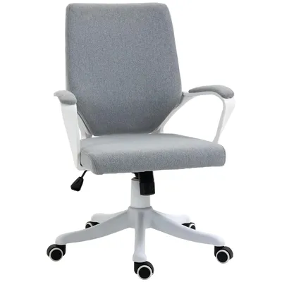 Productafbeelding van Vinsetto bureaustoel, draaistoel, in hoogte verstelbaar, ergonomisch, polyester, grijs+wit
