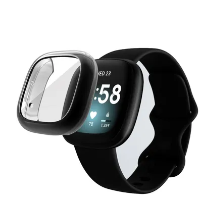 Produktbild von Strap-it TPU-Schutzhülle – schwarze Schutzhülle passend für Fitbit Versa 3 – schwarze Schutzhülle für Versa 3