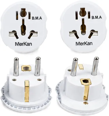 Produktbild von Universeller Steckdosenadapter – Set mit 4 Stück – Internationale Steckdosen mit EU-Steckern – Internationaler Reiseadapter – USA