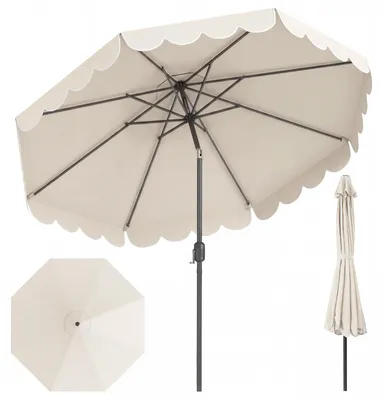 Immagine prodotto di Ombrellone COSTWAY da 300 cm, ombrellone da giardino con manovella e balza, inclinabile di 30° su entrambi i lati, ombrellone da terrazza, ombrellone da mercato per giardino e balcone, beige