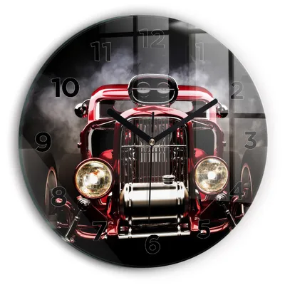 Produktbild von Wallfluent Wanduhr – Stilles Quarzuhrwerk - Uhr Dekoration Wohnzimmer Schlafzimmer Küche - Zifferblatt - schwarze Zeiger - 30 cm - Alter Oldtimer