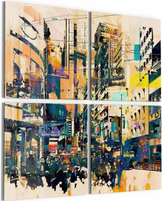 Produktbild von DEQORI Glasbild Echtglas 4x50x50 cm 'Moderne Stadtansicht' Wandbilder XXL groß